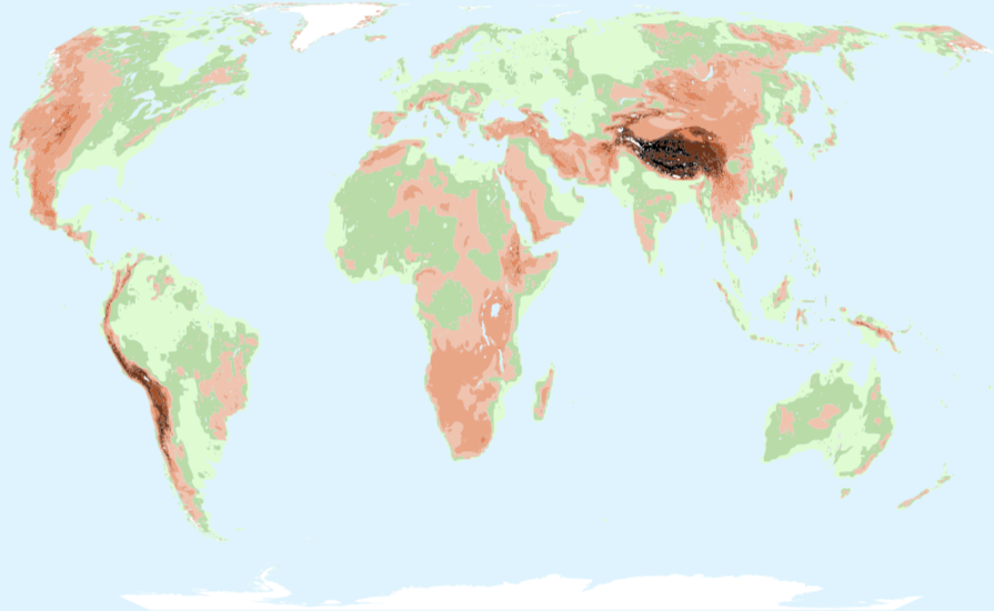 world elevation lakes glaciers
